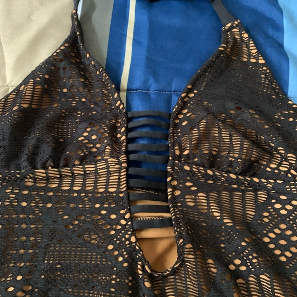 Black & Nude One Piece Bathing Suit - Picture 2 of 4